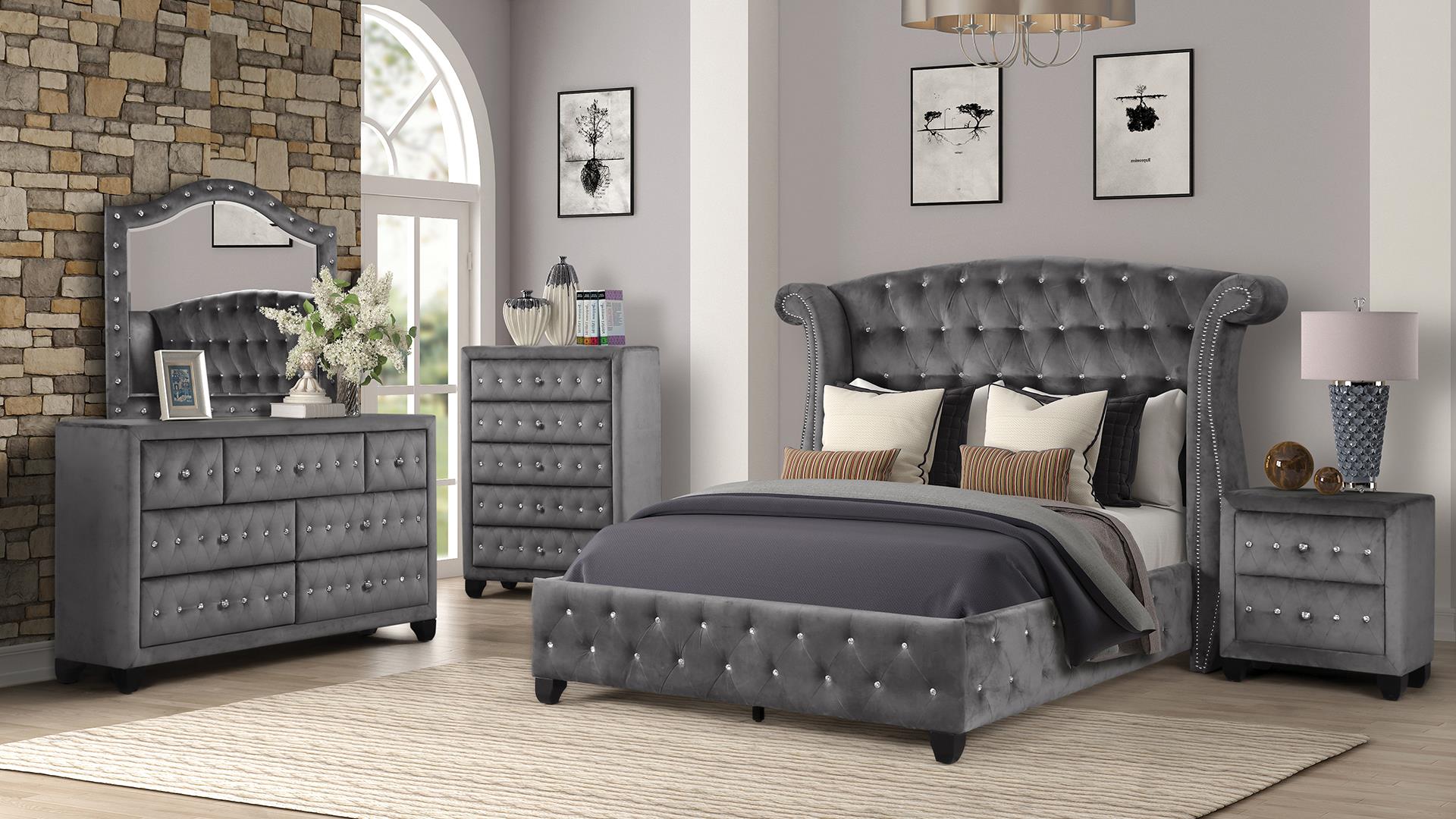 Sophia Bedroom Set in Gray